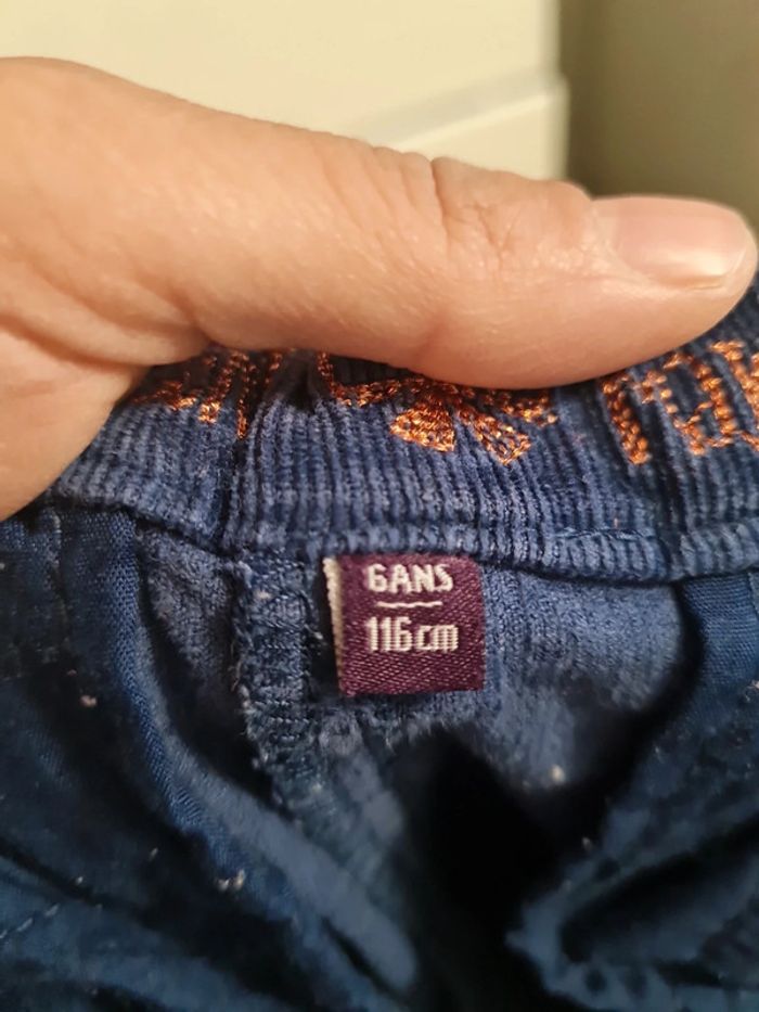 Pantalon velours bleu léger 6 ans sergent major - photo numéro 3