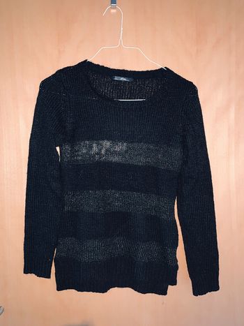 Pull mim noir rayé ajouré