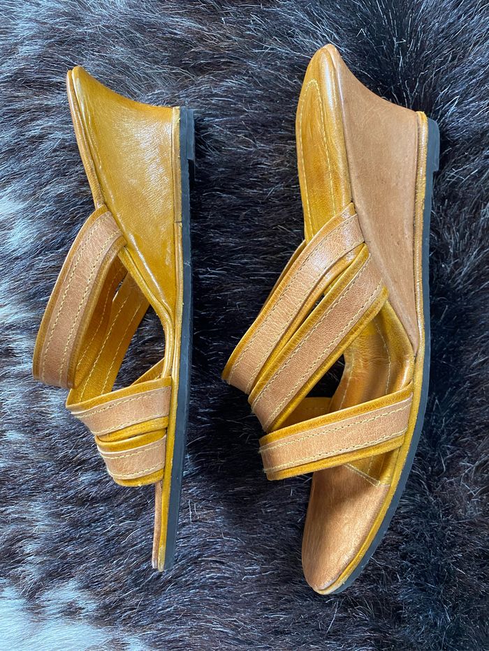 Sandales Mules bicolore talons compensés 38 - photo numéro 6