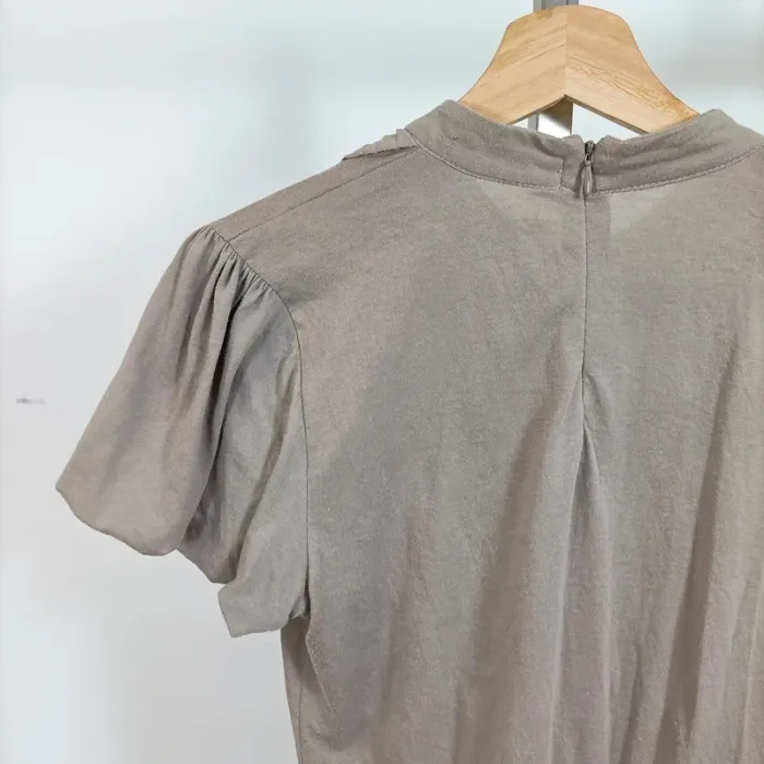 T-shirt taupe col plissé nœud froufrous Zara Collection – taille L A1006 - photo numéro 8