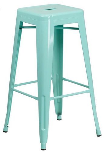 Neuf - Lot de 4 tabourets de bar en métal (fer) 76,2cm - bleu menthe