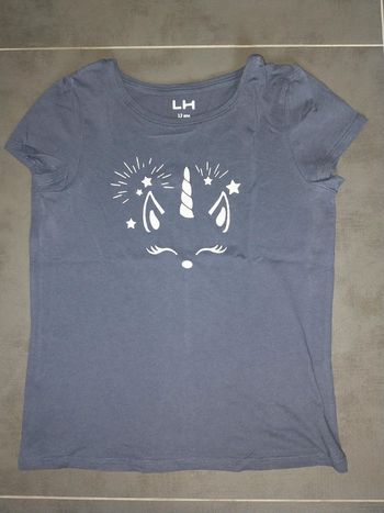 T-shirt fille 12 ans bleu marine licorne