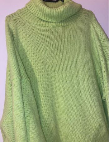 Pull col roule vert fluo