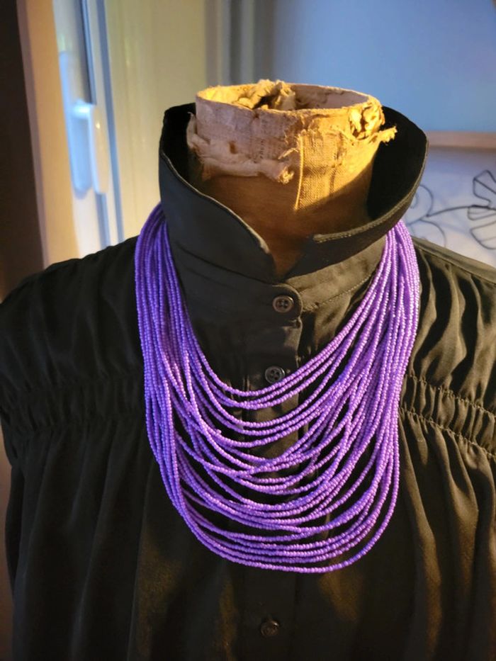 Collier multirangs vintage violet - photo numéro 7