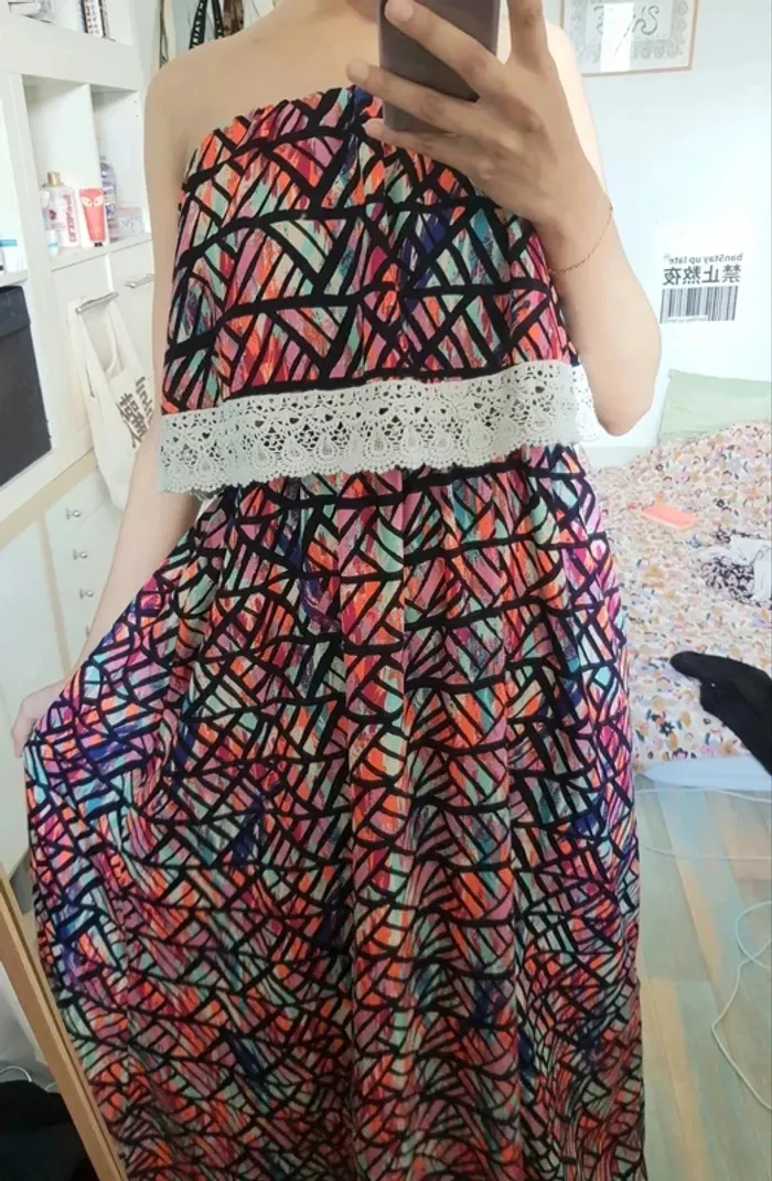 Magnifique Robe longue multicolore géométrique comme neuve taille unique - photo numéro 4