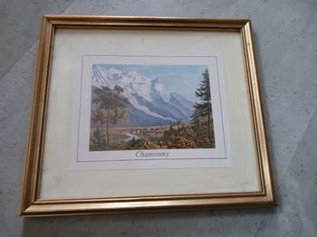tableau Chamouny cadre doré 23,5 x 21 cm