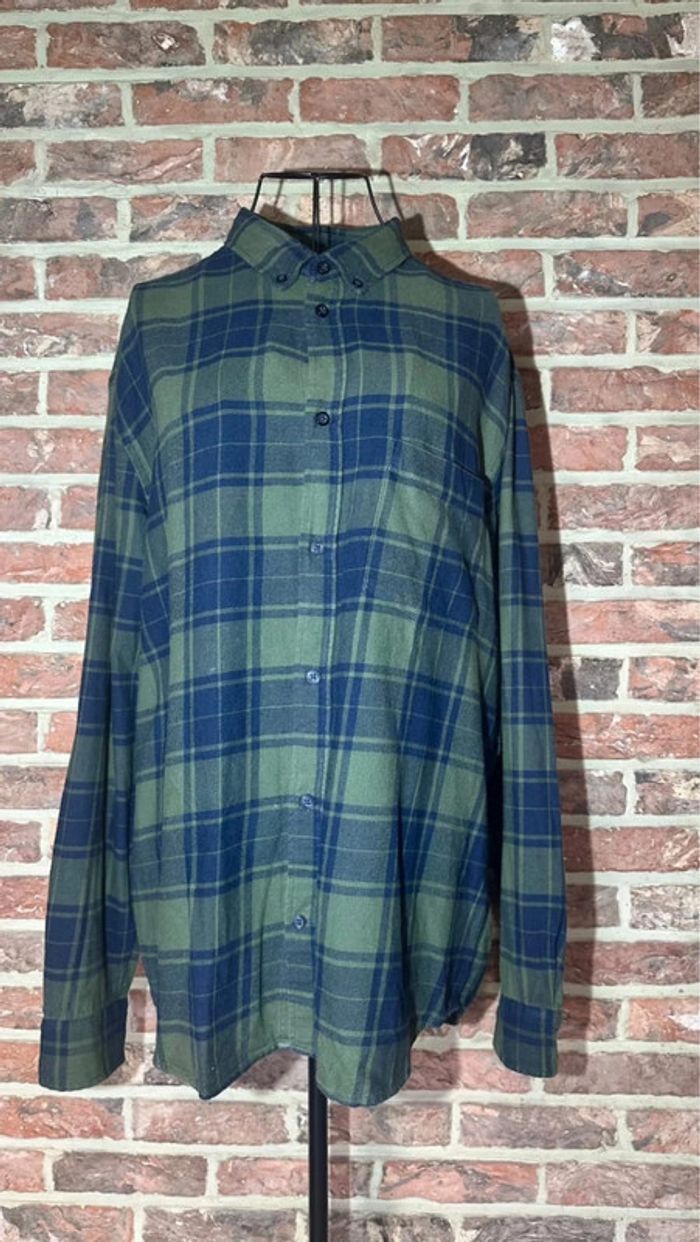 Chemise à carreaux bleu et verte H&M Regular Fit Taille L / 40