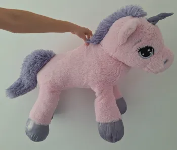 Grande peluche Licorne rose et mauve pailletée