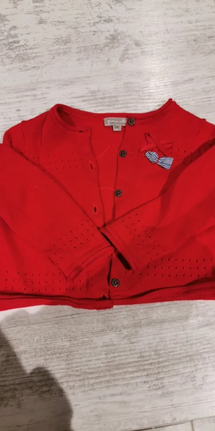 Gilet rouge - 6 mois - Grain de blé