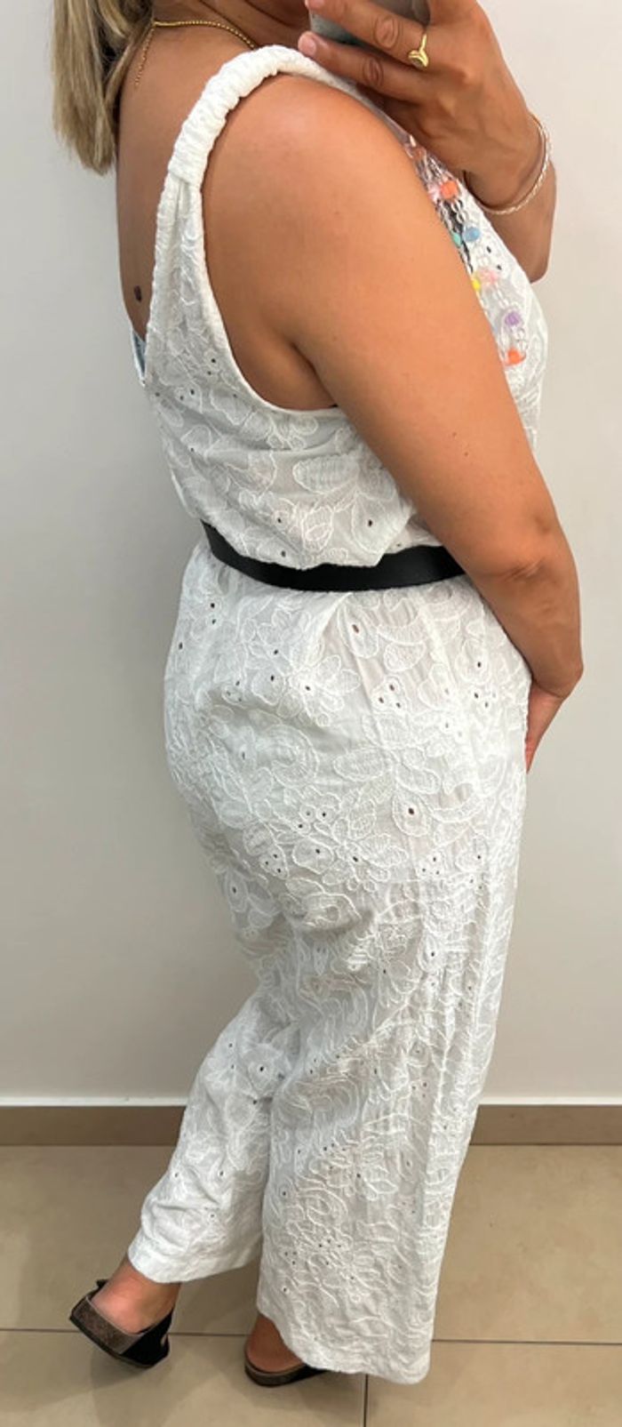 Combinaison Brodée Blanche Zara Taille L - photo numéro 5