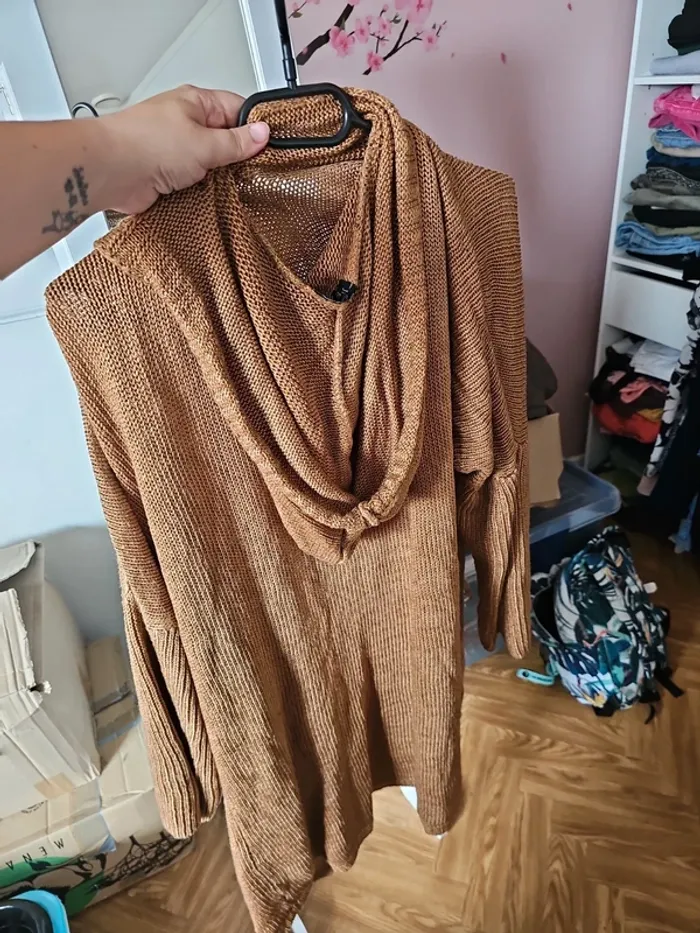 Gilet maille marron t42-44 - photo numéro 3