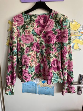Blouse à manches longues colorée à fleurs, taille 32, marque Pimkie 