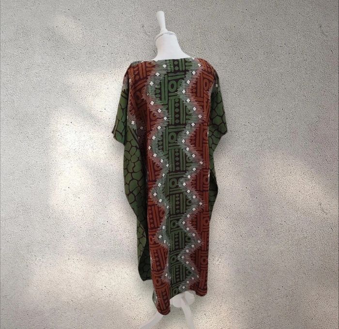 Robe longue en coton oversize imprimée robe de plage caftan taille unique - photo numéro 4