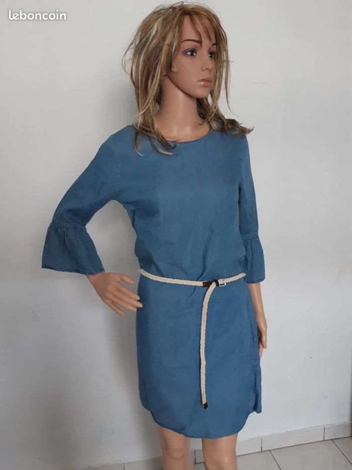 Anna Karel robe en jean et ceinture T.36 en tbe