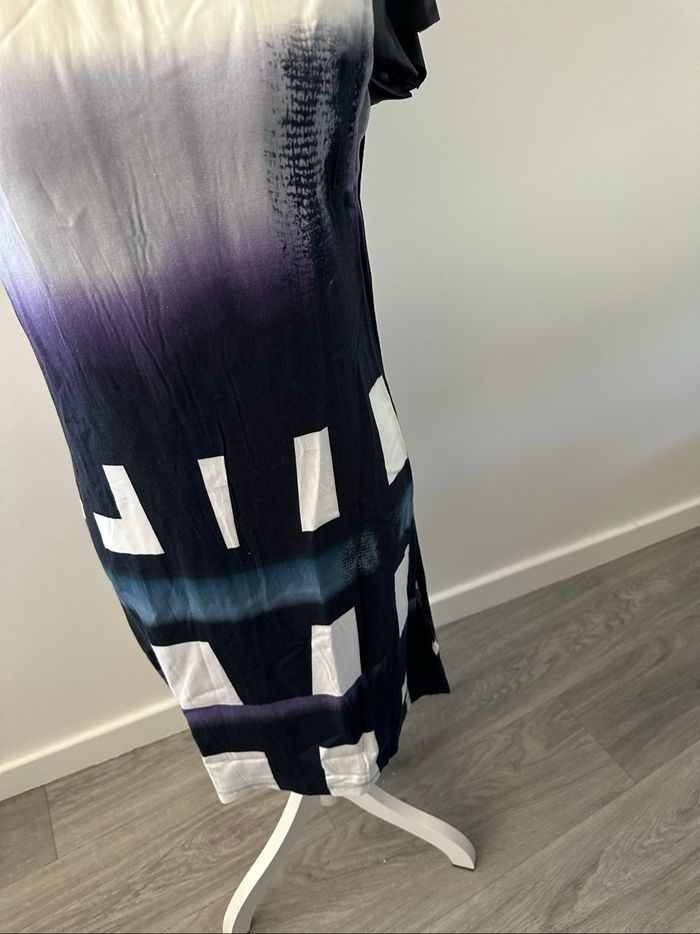 Robe bariolée bleue marine blanche et noire Miss Captain T40 L - photo numéro 3