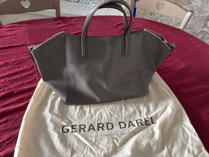 Sac Gerard Darel cuir gris authentique #