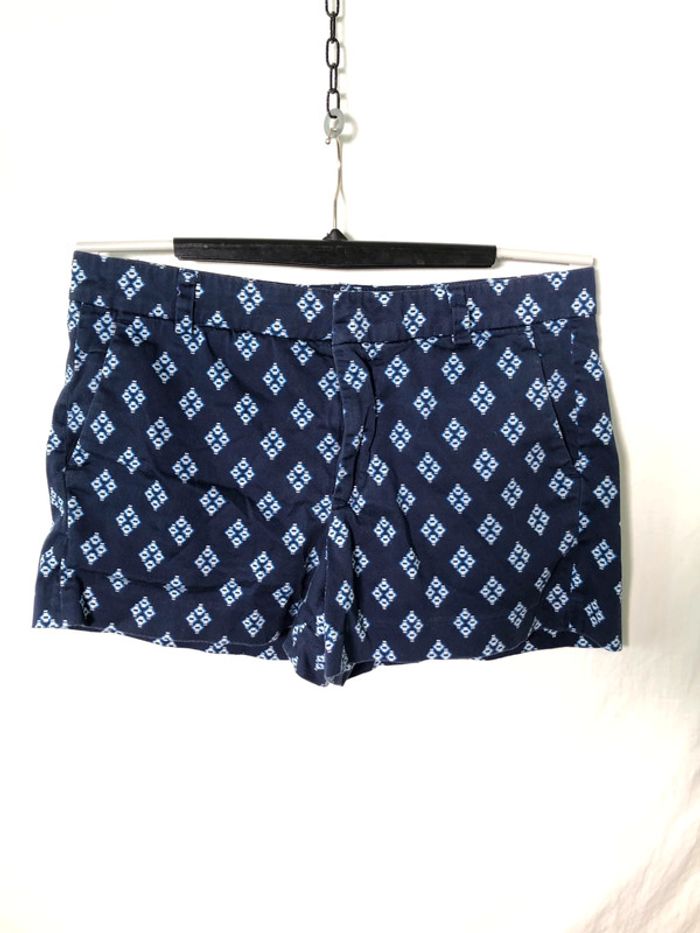 Short bleu marine motifs losanges en coton Zara taille 36 38 bon état - photo numéro 4