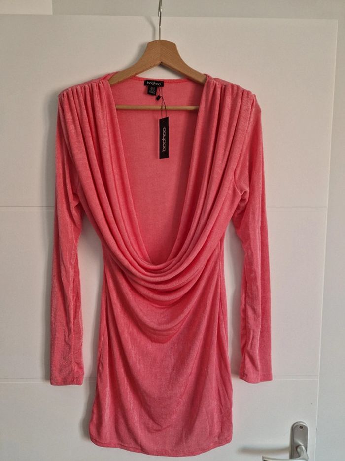 💖 Robe rose en velours –Boohoo – Taille 42 - photo numéro 2