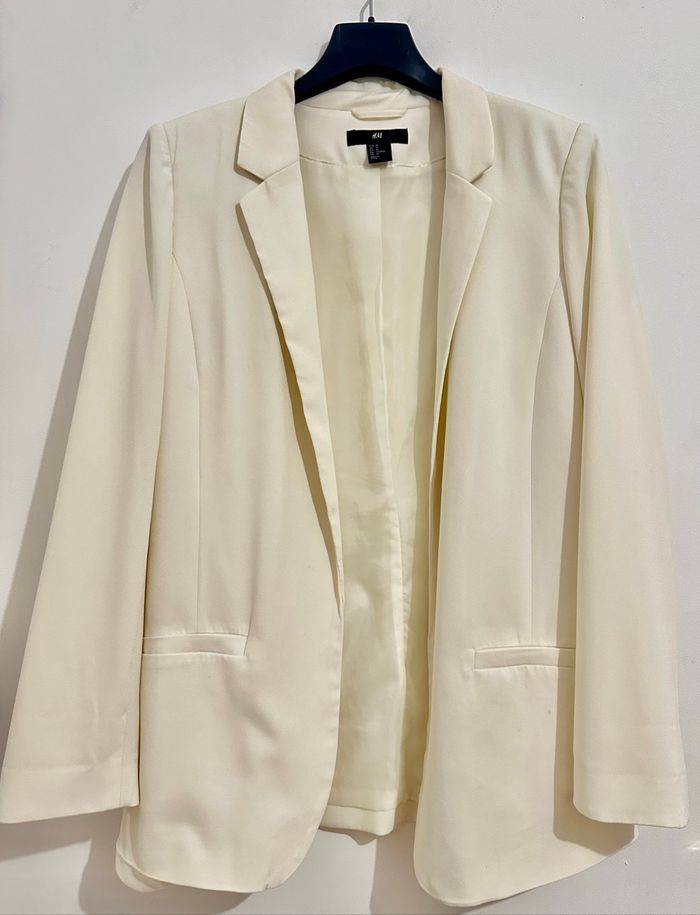 Veste oversize en twill crème – Taille L