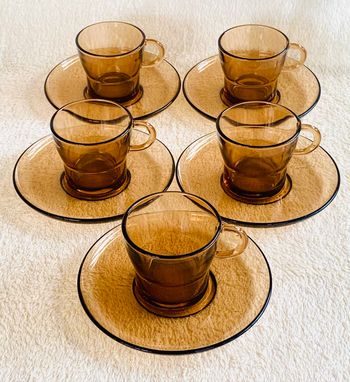 Ensemble 5 tasses à café + 5 soucoupes