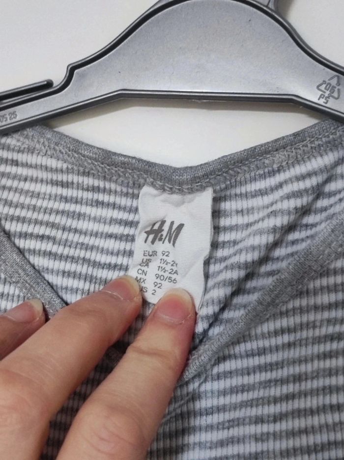 Body blanc gris rayé rayures H&M - photo numéro 2