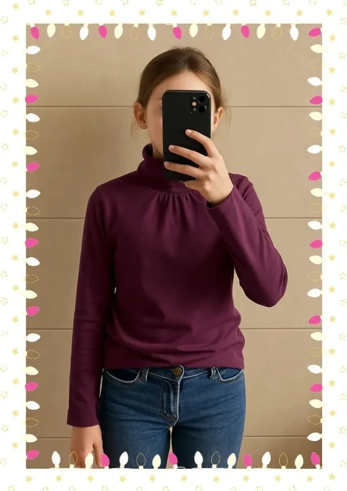 T-shirt col roulé violet fille 10 ans – Du Pareil Au Même