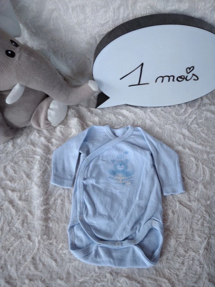 Body croisé manches longues Garçon 1 mois Ours Bébé poids plume Influx 100% coton bio
