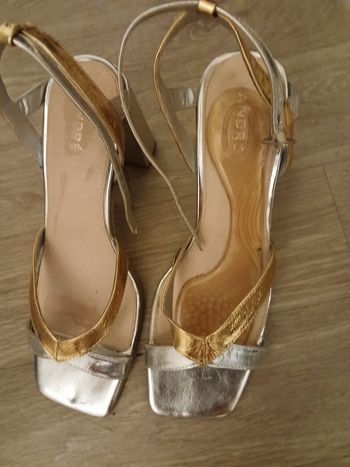 Sandales à talons or et argent