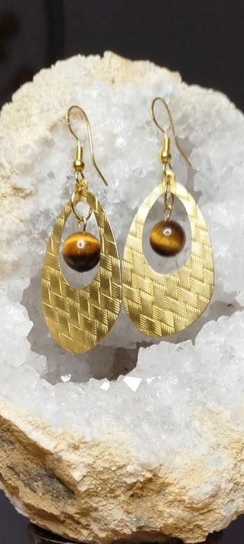 Boucles d'oreilles en Oeil de Tigre AA