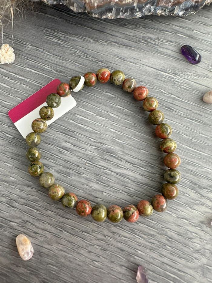 Bracelet en Unakite véritable du Mexique – Pierre naturelle - photo numéro 2