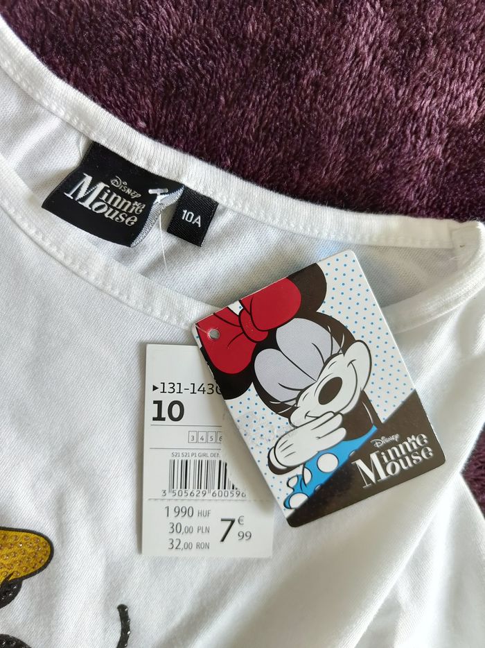 T-shirt ml blanc Minnie Mouse 10 ans - photo numéro 3