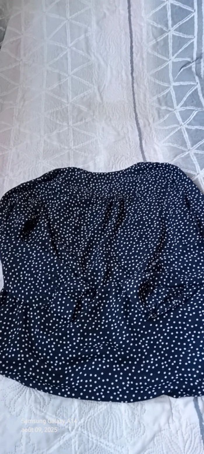 Blouse longue fluide col V manches longues à pois noir et blanc femme XL - photo numéro 17