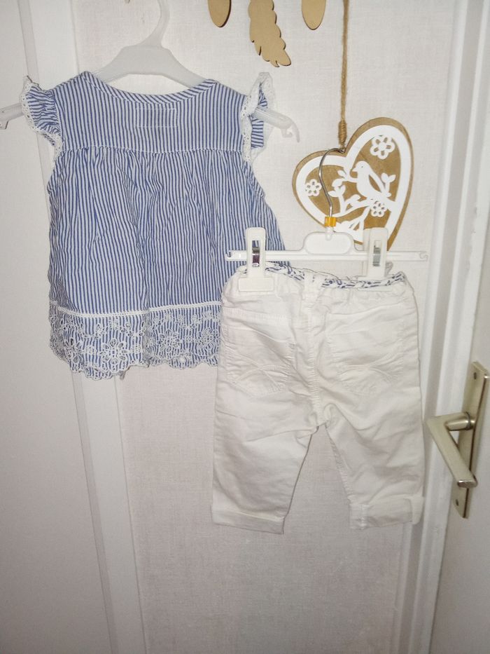 Ensemble mi saison été bébé fille 9 mois marque mayoral baby girls blouse, tunique pantalon blanc - photo numéro 2