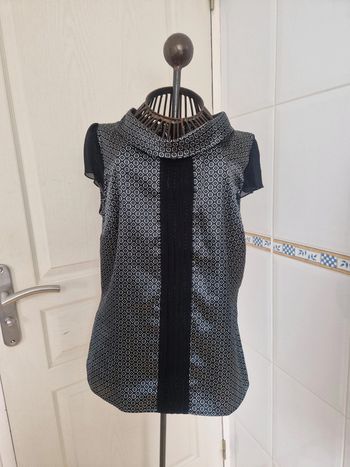 Jolie blouse à manche courte motifs noir et blanc femme camaïeu taille M/38