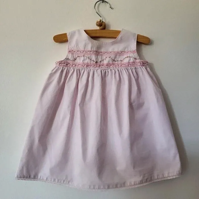 Bonpoint - robe en popeline rose avec smocks 6 mois