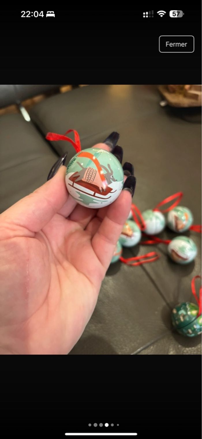 Lot de 13 boules de Noël en métal qui s’ouvrent - photo numéro 6