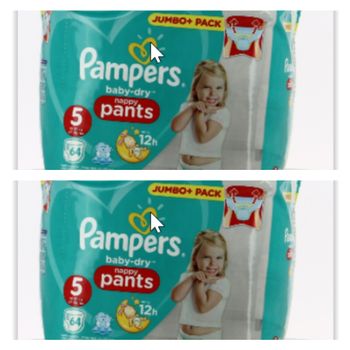Lot de  128  Couches Pampers Baby Dry  Pants 12-17kg Taille 5 Neuf