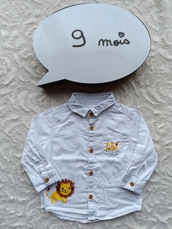 Chemise manches longues Garçon 9 mois Lion wild nature Kiabi