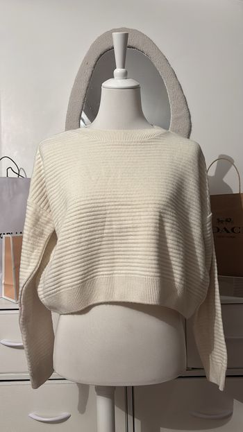 Pull blanc cassé coupe courte New Look T38