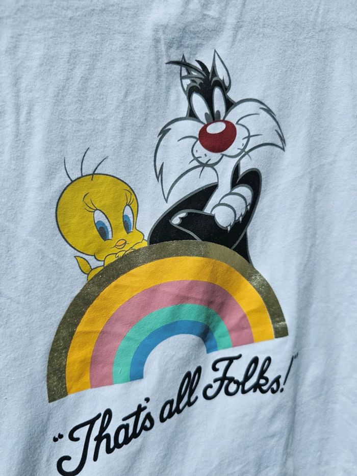 T shirt blanc titi&grominet 12ans - photo numéro 6