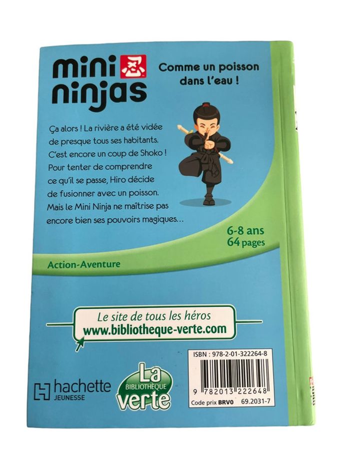 Livre Bibliothèque verte Mini Ninjas comme un poisson dans l’eau N•2 Hachette - photo numéro 2