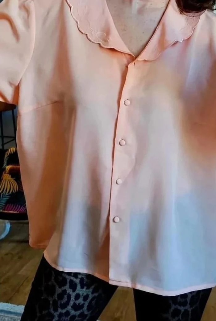 Blouse vintage rose col epaulettes - photo numéro 3