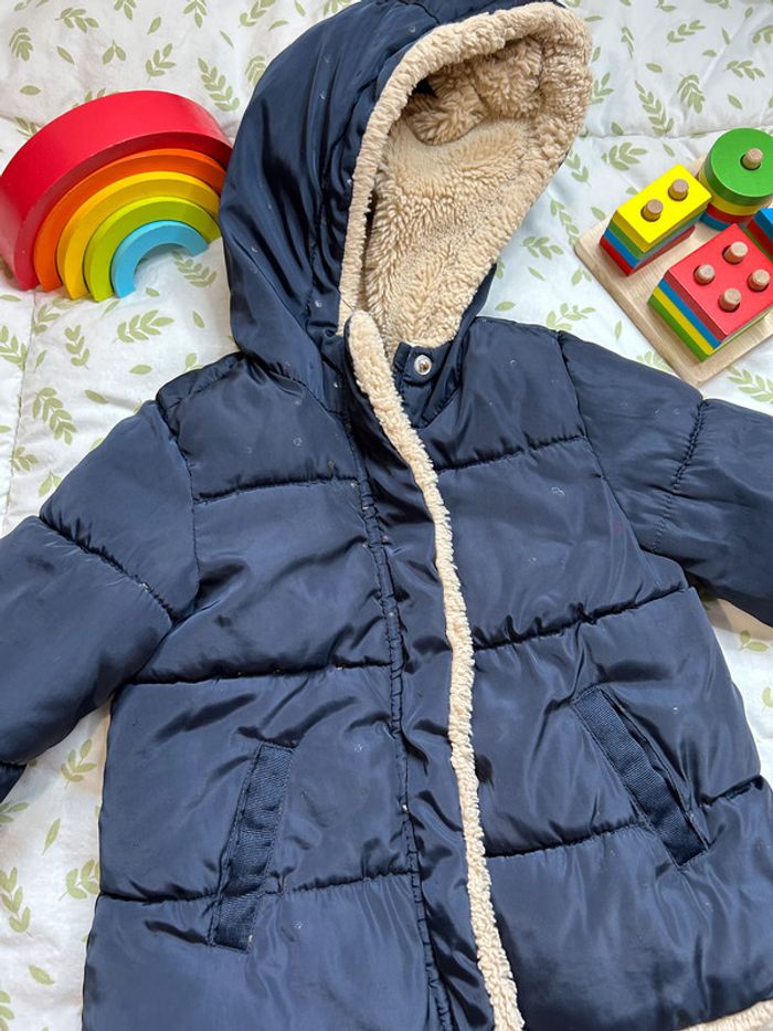 doudoune à capuche doublée polaire bleu marine 9/12 mois zara - photo numéro 2