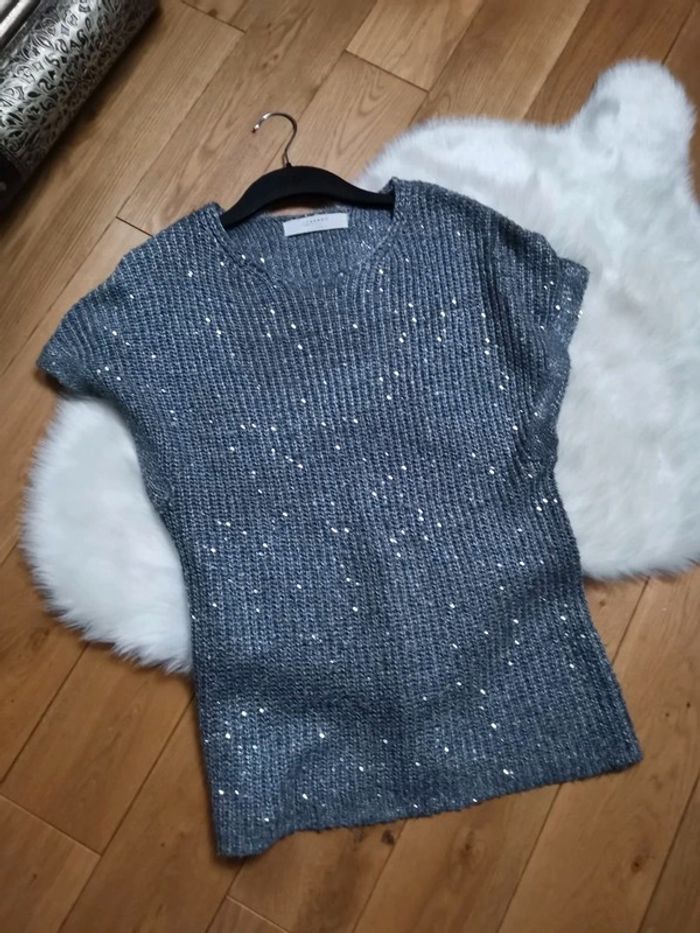 Pull en maille à sequins gris Zara - photo numéro 2
