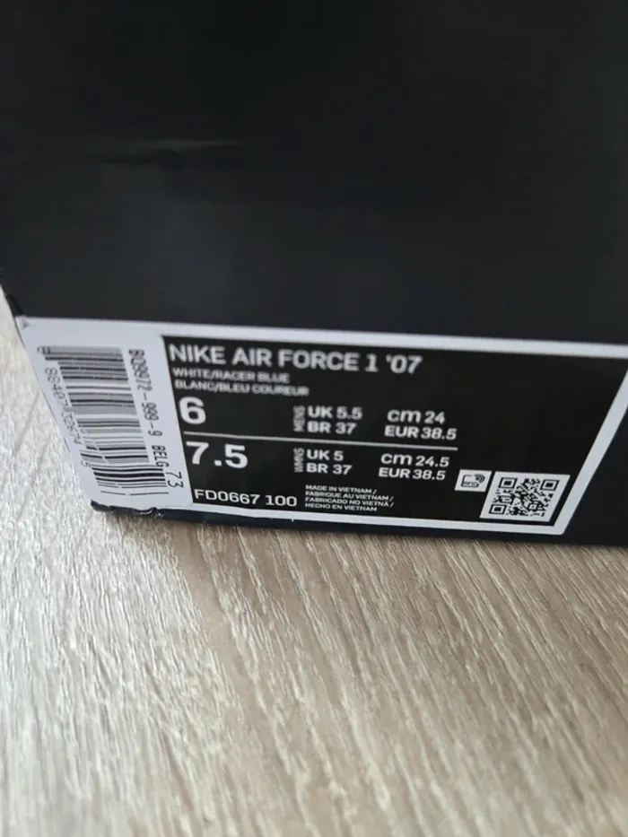 Nike air force 1 taille 38,5 neuves blanc bleu édition basket ball - photo numéro 10