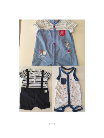 Lot de 3 barboteuses/grenouillères 3 mois