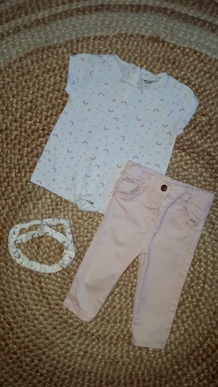 Joli ensemble fille pantalon et tee shirt manches courtes - 6 mois - photo numéro 9