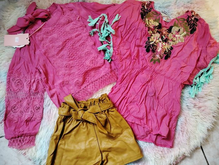Lot ensemble 8 ans mode short top pink