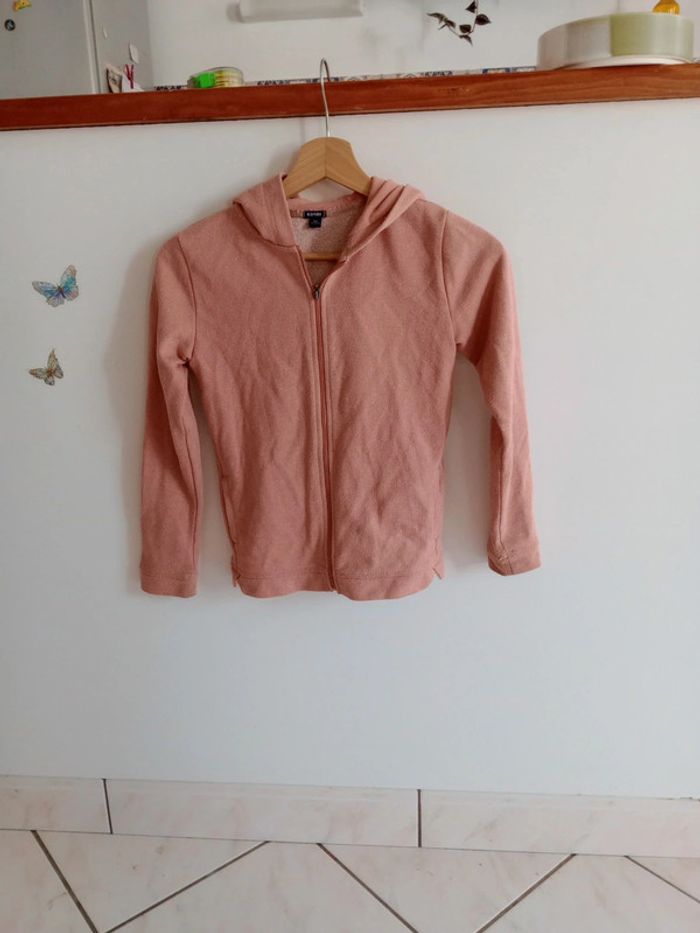 Gilet fille zippé 10 ans rose paillette c83