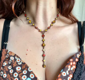 Collier pendentif style Medieval Retro Autumn Strass